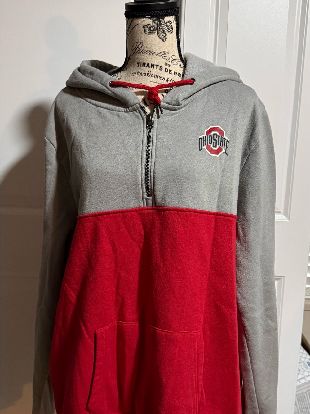 Ohio State Colosseum Gray and Red half Zip Fleece Hoodie